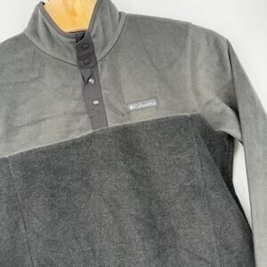 Columbia‎ 2 Tone Logo Fleece 4 Snap Pullover Sweater Men's Medium Gray